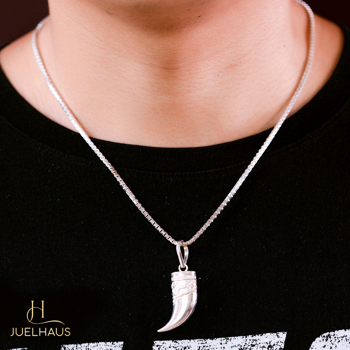 JUELHAUS Dragon-Engraved Nail-Shaped Silver Pendant in 4 Sizes, Strong and Brave