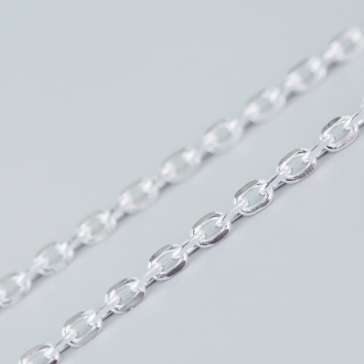 JUELHAUS Square Chain Silver Necklace For Children, Thick, Sturdy, Durable, Bright, Many Sizes