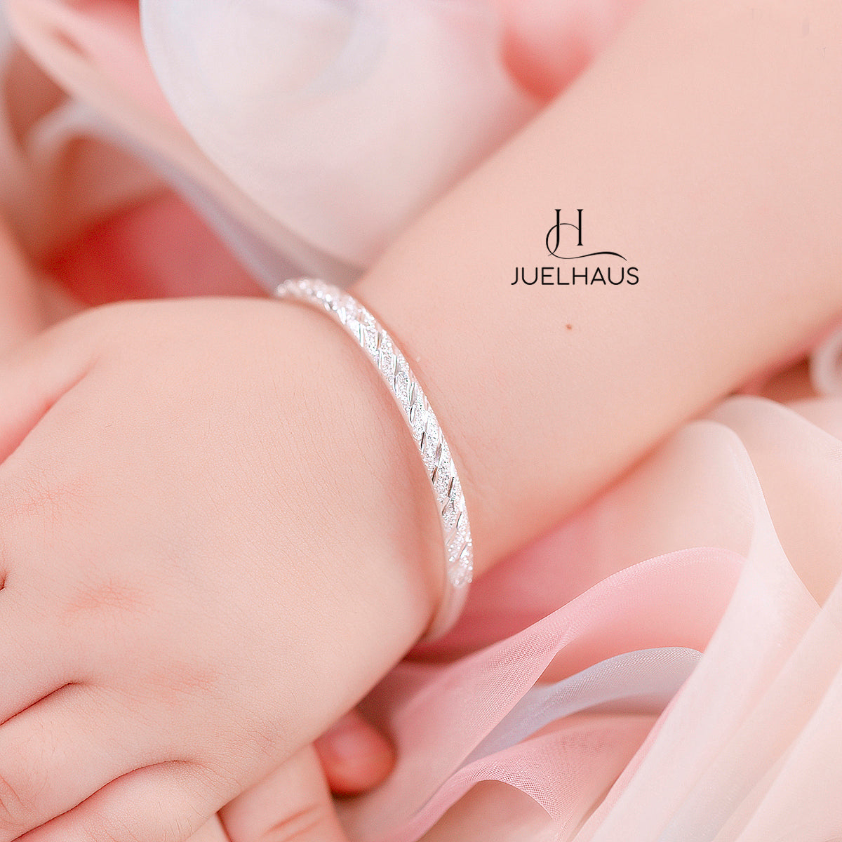JUELHAUS S990 Pure Silver Bracelet For Children, Smooth, No Bell, Bright, Many Styles, Durable, Sun and Wind Resistant