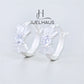 JUELHAUS Silver Earrings for Babies in Round Bow Shape with 2 Excellently Beautiful Crystal Shapes