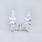 JUELHAUS  Silver Earrings for Children, Non-Round Style, 1 Row of Cute Small Stones with 4 Bright Milled Flowers