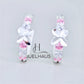 JUELHAUS  Silver Earrings for Children, Non-Round Style, 1 Row of Cute Small Stones with 4 Bright Milled Flowers