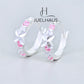 JUELHAUS  Silver Earrings for Children, Non-Round Style, 1 Row of Cute Small Stones with 4 Bright Milled Flowers