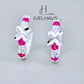 JUELHAUS  Silver Earrings for Children, Non-Round Style, 1 Row of Cute Small Stones with 4 Bright Milled Flowers