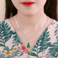 JUELHAUS Silver Pendant Gift for boyfriend's mother Avalokiteśvara Bodhisattva Image Jade Green Stone with Sparkling Crystal Edge