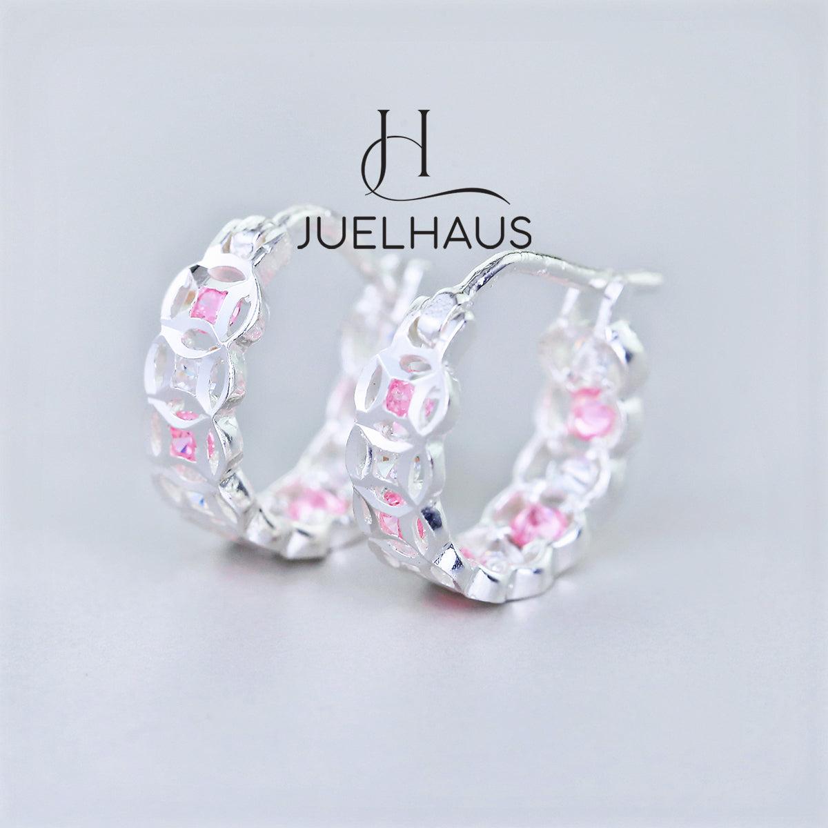 JUELHAUS Silver Earrings for Children, Non-Round Shaped with Sparkling Milled Money