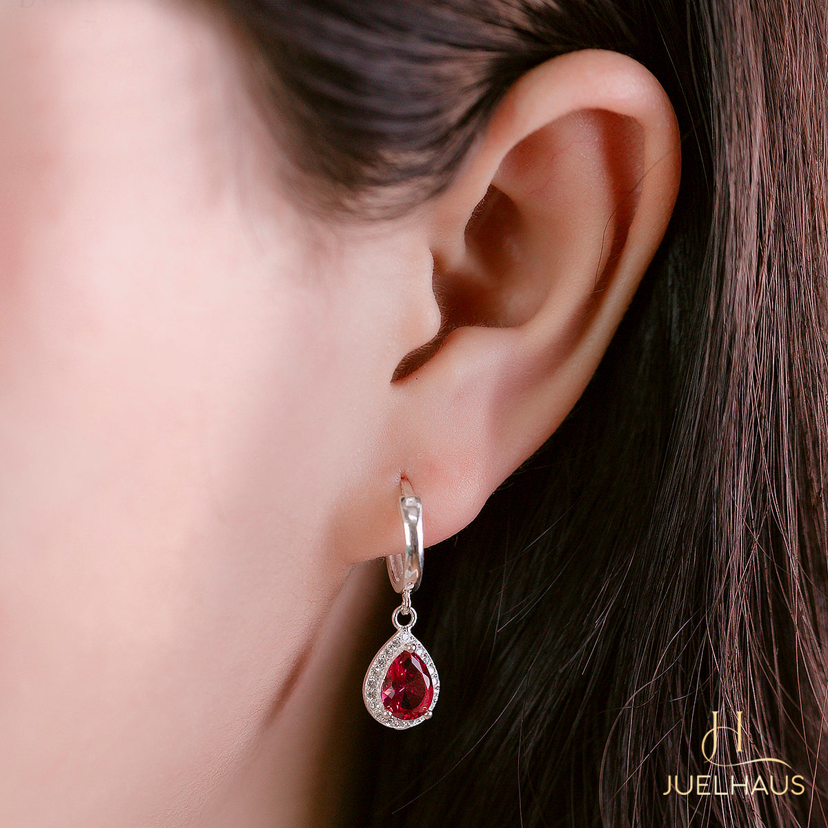 JUELHAUS  S925 Silver Earrings for Women, Elegant and Luxurious Teardrop Shape Tung Teng Style