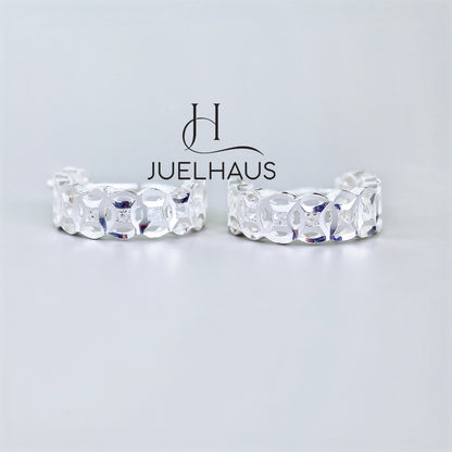 JUELHAUS Silver Earrings for Children, Non-Round Shaped with Sparkling Milled Money