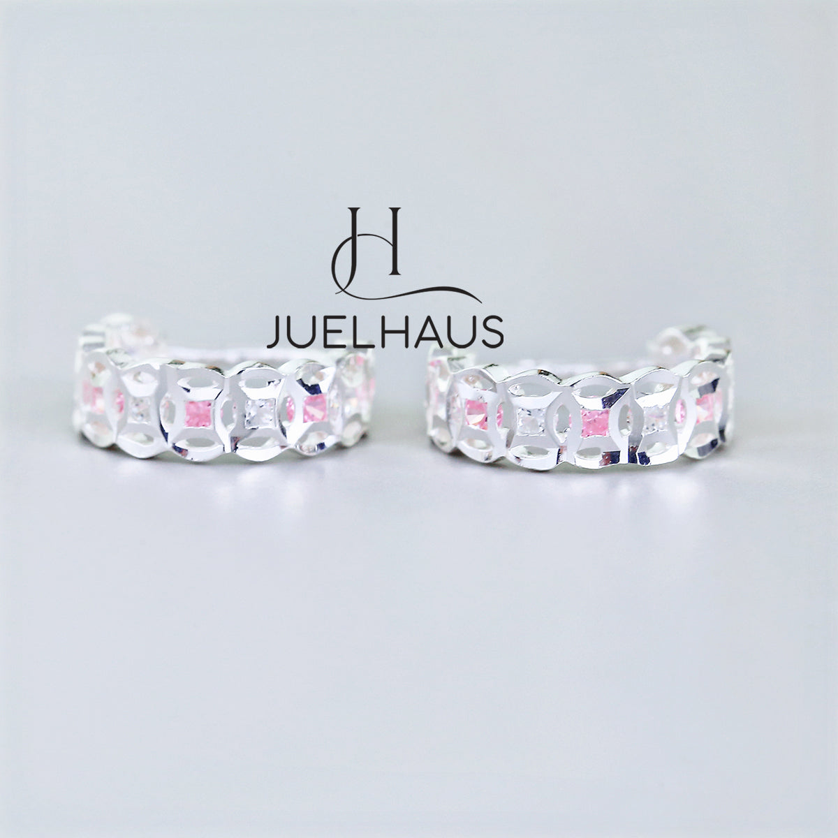 JUELHAUS Silver Earrings for Children, Non-Round Shaped with Sparkling Milled Money