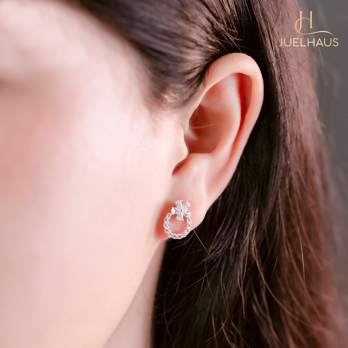 JUELHAUS Super Cute Women's Silver Earrings With Flower Buds And Circles