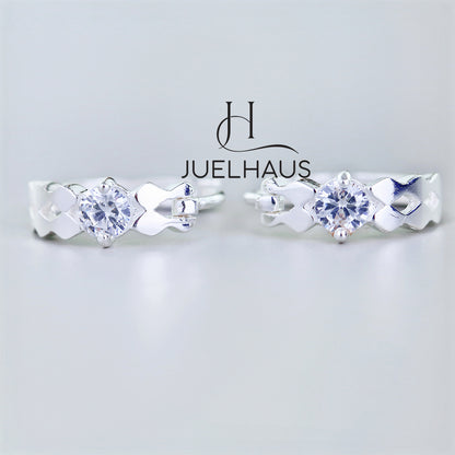 JUELHAUS Silver Earrings for Girls, Round Shape, Solid, Like Pretty Small Stone Rings