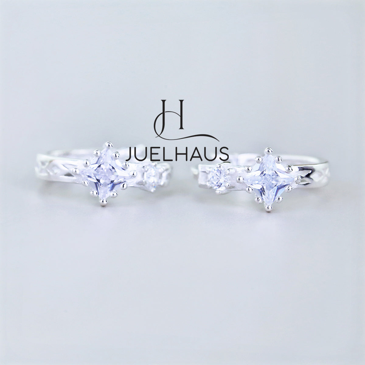 JUELHAUS Women's Silver Earrings Round Shape, Solid Thick White Stone, Simple, Bright, Long-lasting Wear