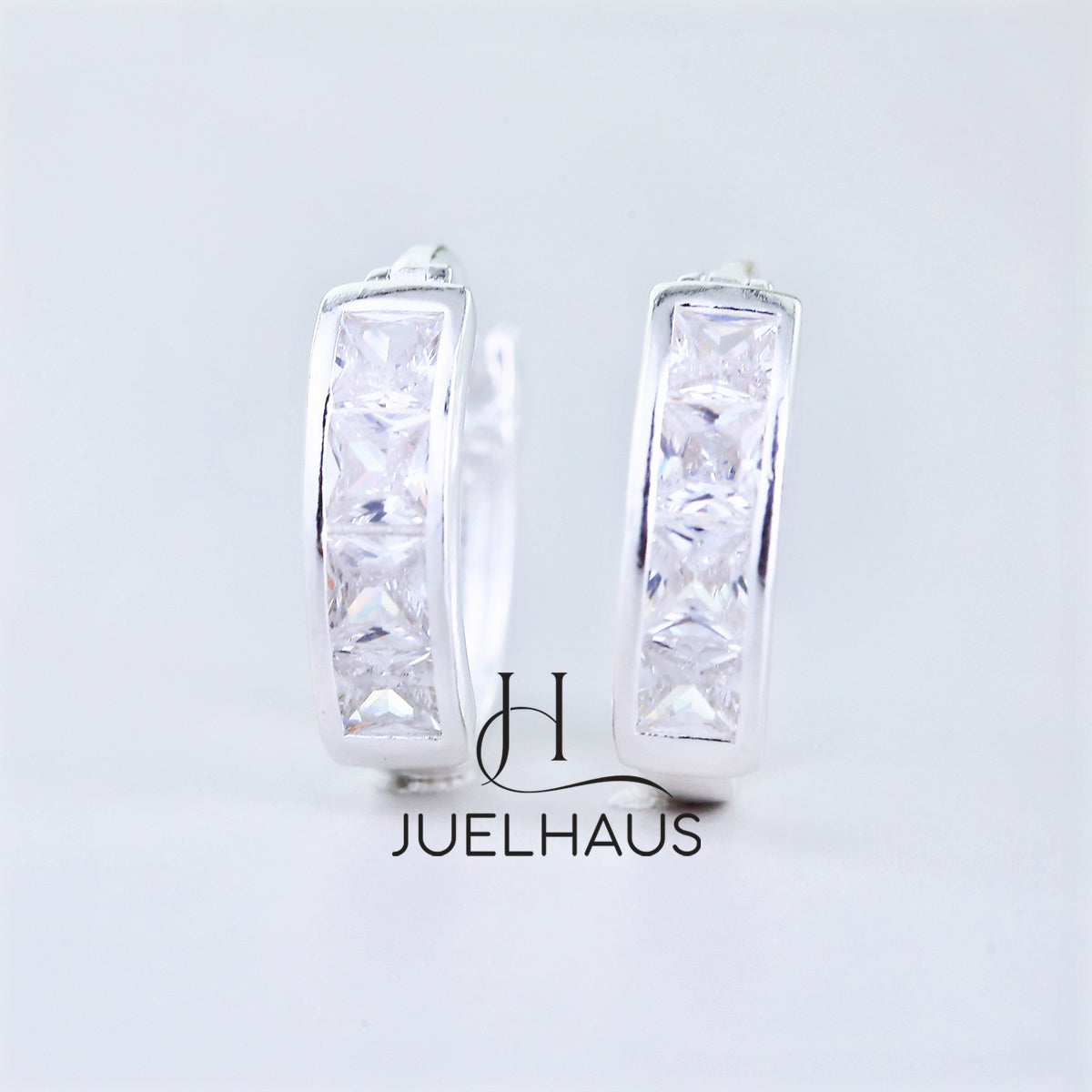 JUELHAUS Women's Silver Earrings Round Shape, Solid Thick White Stone, Simple, Bright, Long-lasting Wear