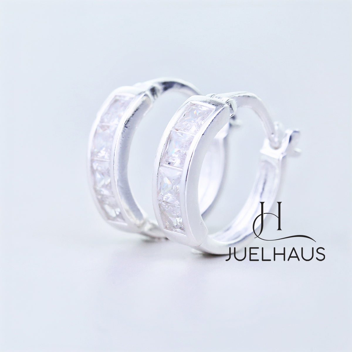 JUELHAUS Women's Silver Earrings Round Shape, Solid Thick White Stone, Simple, Bright, Long-lasting Wear