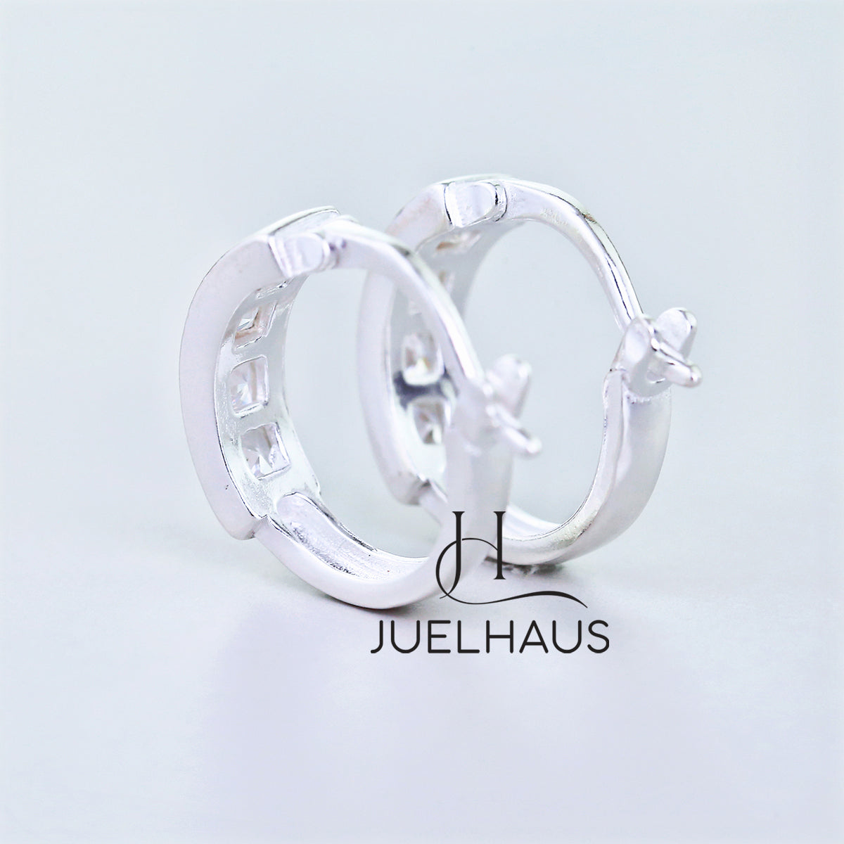JUELHAUS Women's Silver Earrings Round Shape, Solid Thick White Stone, Simple, Bright, Long-lasting Wear