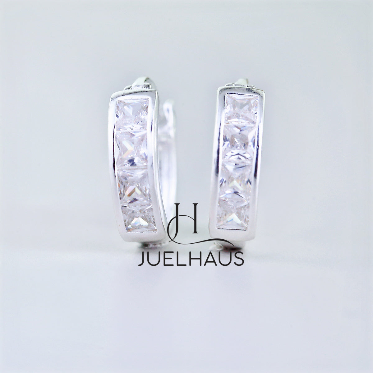 JUELHAUS Women's Silver Earrings Round Shape, Solid Thick White Stone, Simple, Bright, Long-lasting Wear