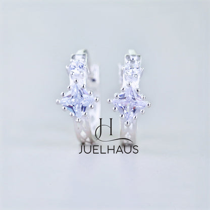JUELHAUS Women's Silver Earrings Round Shape, Solid Thick White Stone, Simple, Bright, Long-lasting Wear