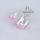 JUELHAUS  Women's Sterling Silver Earrings with Solid Round Stones with 3 Outstanding Horizontal Stones