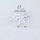 JUELHAUS  Women's Sterling Silver Earrings with Solid Round Stones with 3 Outstanding Horizontal Stones