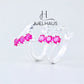 JUELHAUS  Women's Sterling Silver Earrings with Solid Round Stones with 3 Outstanding Horizontal Stones