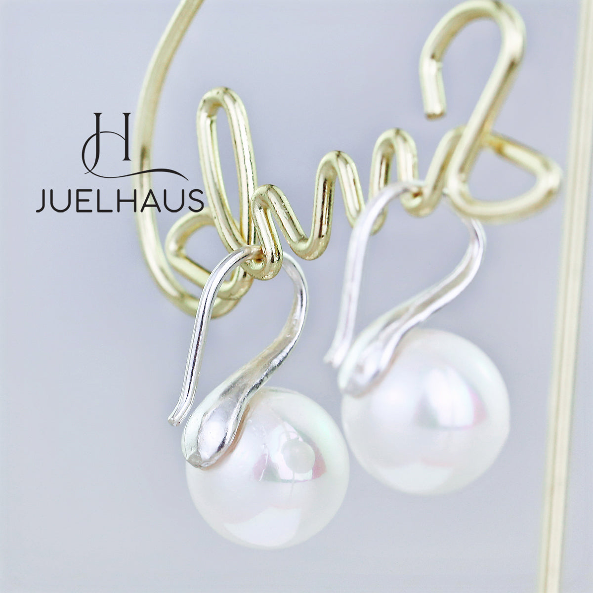 JUELHAUS Silver Pearl Earrings Short Hook Style, Simple, Durable, Luxurious, Easy to Wear