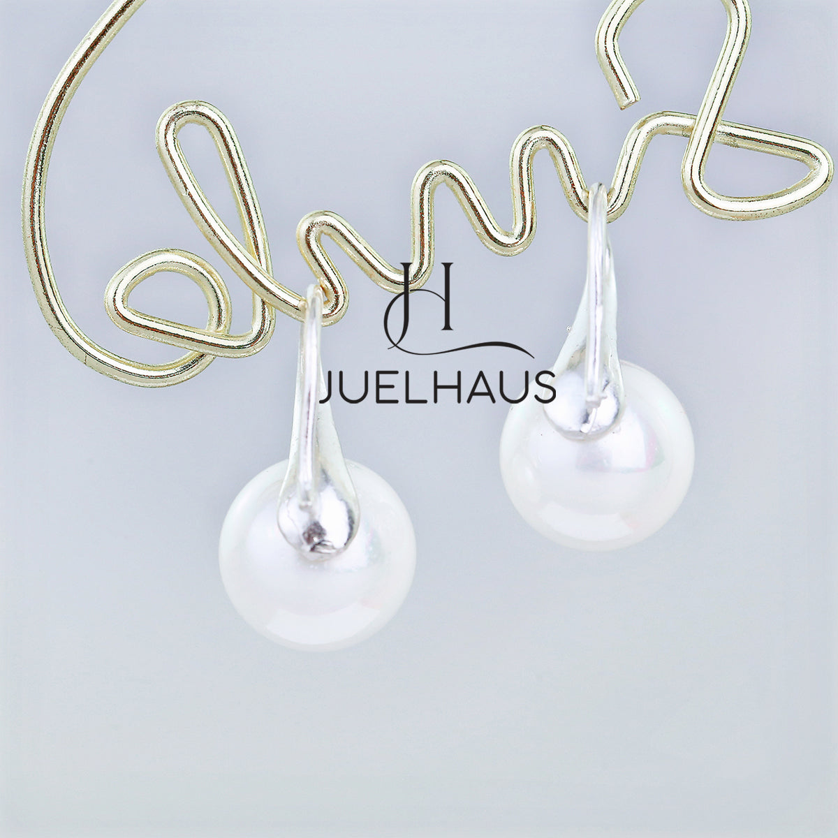 JUELHAUS Silver Pearl Earrings Short Hook Style, Simple, Durable, Luxurious, Easy to Wear