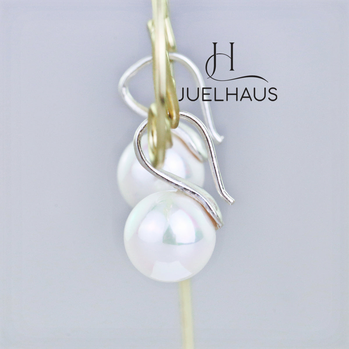 JUELHAUS Silver Pearl Earrings Short Hook Style, Simple, Durable, Luxurious, Easy to Wear