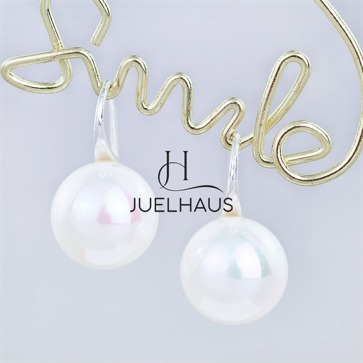 JUELHAUS Silver Pearl Earrings Short Hook Style, Simple, Durable, Luxurious, Easy to Wear