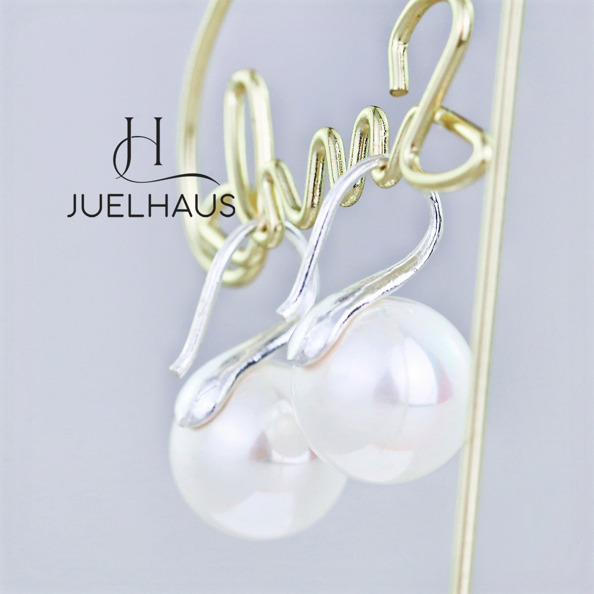 JUELHAUS Silver Pearl Earrings Short Hook Style, Simple, Durable, Luxurious, Easy to Wear