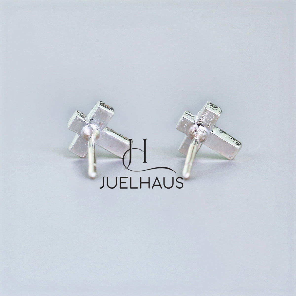JUELHAUS Personality Black Painted Cross-shaped Silver Earrings