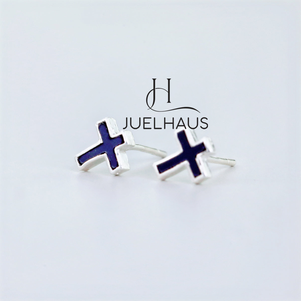 JUELHAUS Personality Black Painted Cross-shaped Silver Earrings