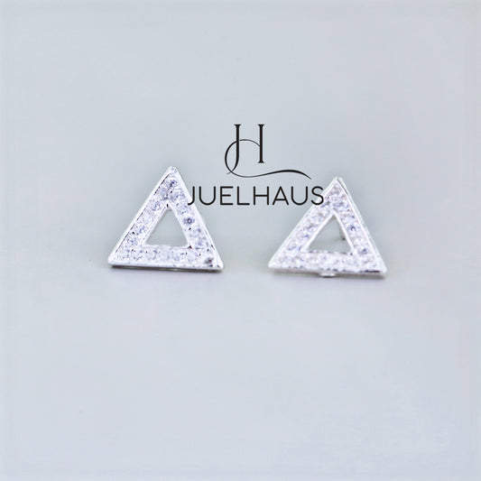 JUELHAUS Silver Triangle Stud Earrings with Unique and Stylish Gemstones