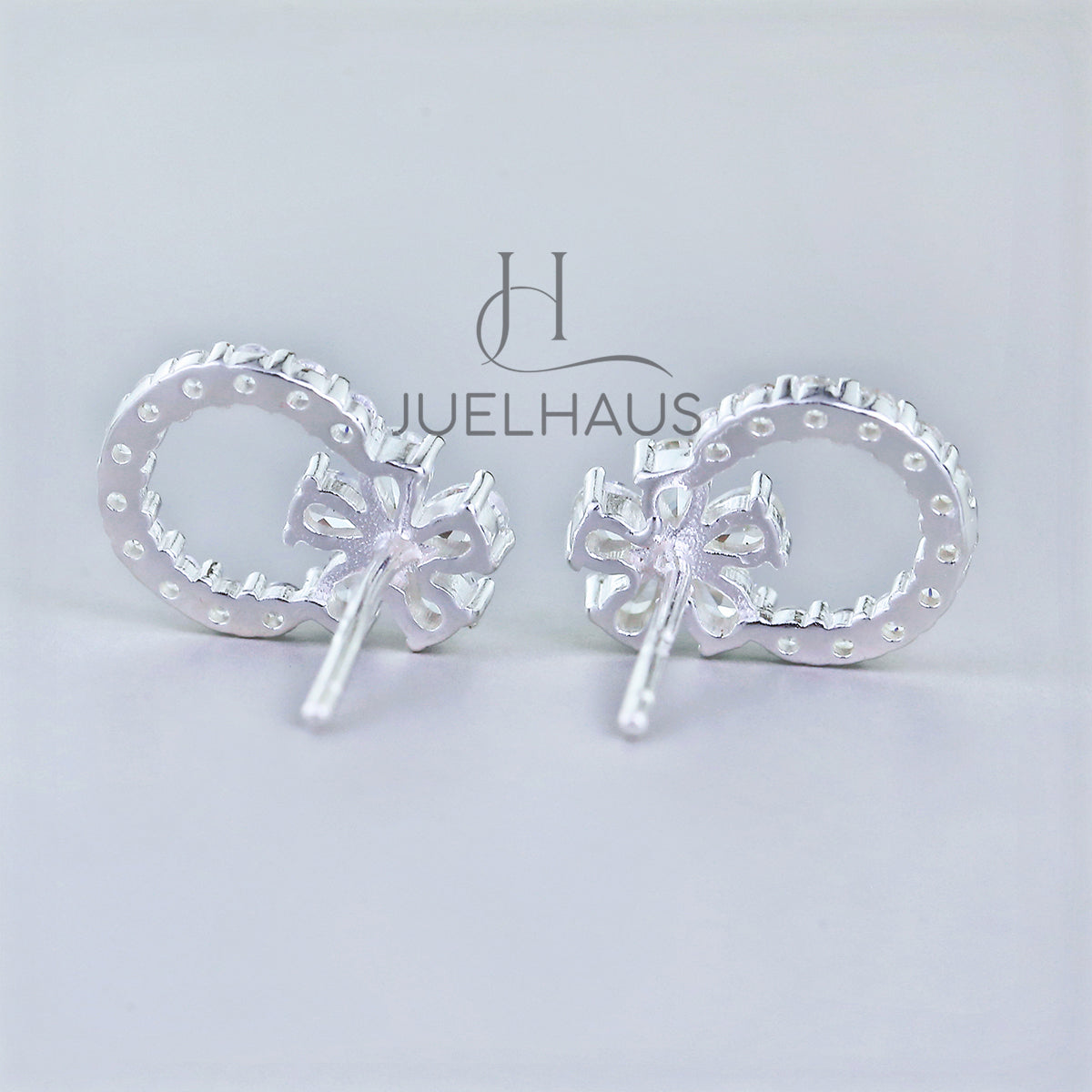 JUELHAUS Super Cute Women's Silver Earrings With Flower Buds And Circles