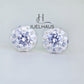 JUELHAUS  Women's Silver Earrings with Stone Buds in Round Flower Shape, Simple, Luxurious and Outstanding