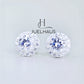 JUELHAUS  Women's Silver Earrings with Stone Buds in Round Flower Shape, Simple, Luxurious and Outstanding
