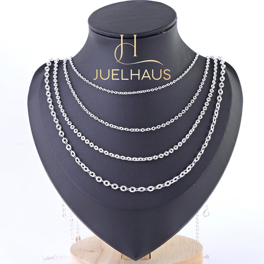 JUELHAUS Silver Necklace S925 letter o milling Chain Style in 4 Sizes Super Bright and Durable