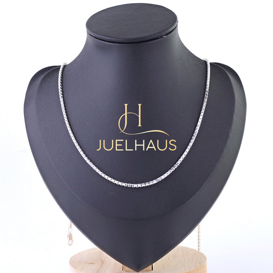 JUELHAUS Silver Necklace for Children S925 Super Soft Square Noodles, Easy to Combine with Face Wear