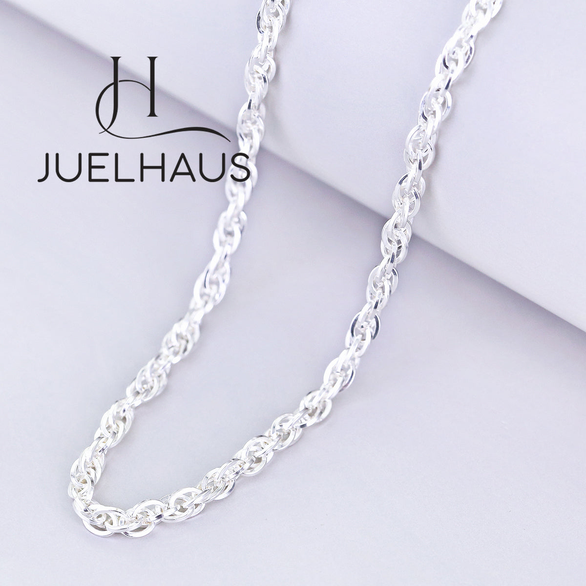 JUELHAUS S990 Fine Silver Chain Necklace for Women Rope Chain Super Shiny & Durable Women's Chain Perfect Jewelry Gift For Wife