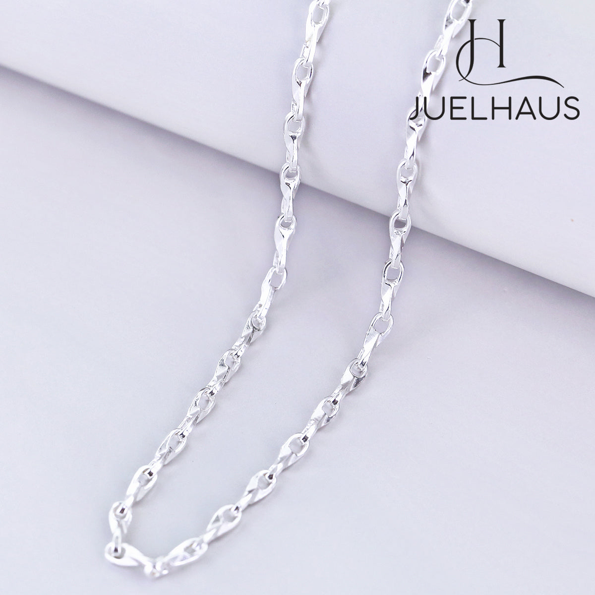 JUELHAUS 5.62g Solid Solid Silver Necklace for Women Rain Link Chain Link