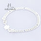 JUELHAUS  Silver Bracelet for Girls, Single Chain Style, Interspersed with Long Round Eyes, with Lucky Four-Leaf Clover Charm
