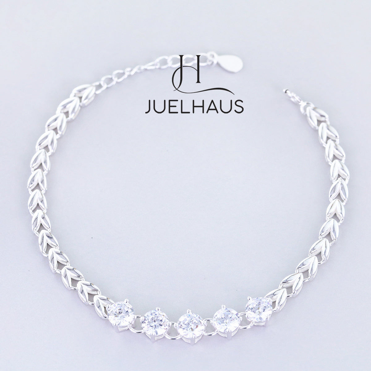 JUELHAUS S990 Pure Silver Bracelet for Women with 5mm Shining Stone Band