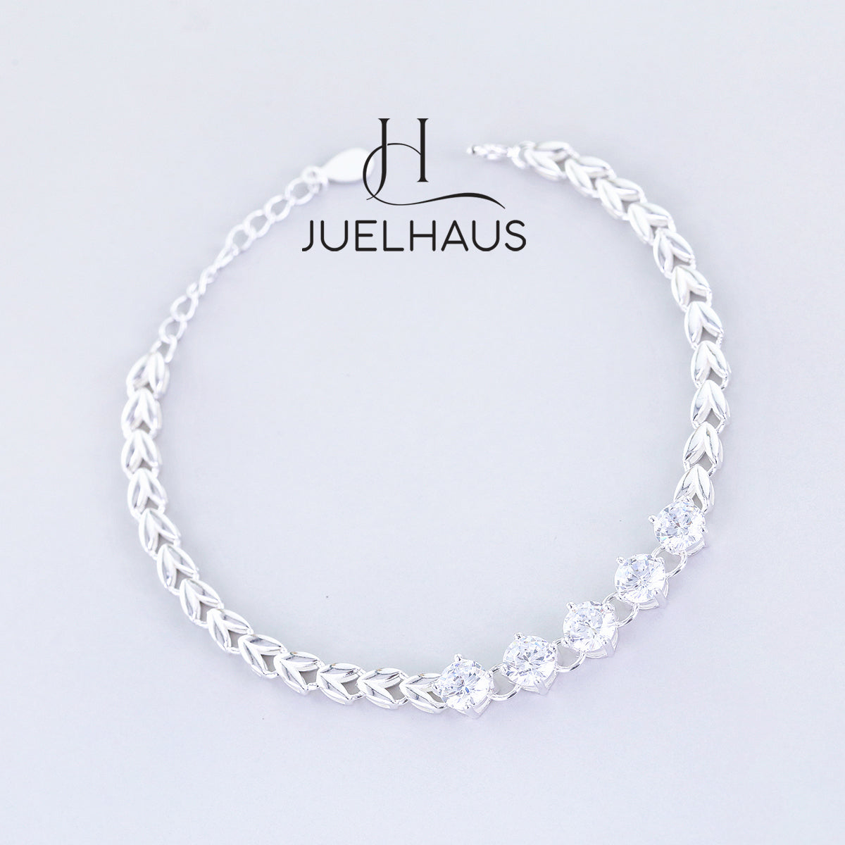 JUELHAUS S990 Pure Silver Bracelet for Women with 5mm Shining Stone Band