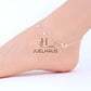 JUELHAUS  S990 Pure Silver Women's Anklet with Beautiful Small Moon and Star Shaped with Sparkling Stone
