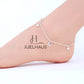 JUELHAUS S990 Pure Silver Women's Anklet with Solid Square Chain with Happy Smiley Face Shape