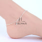 JUELHAUS S990 Pure Silver Women's Anklet with Solid Square Chain with Happy Smiley Face Shape