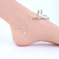 JUELHAUS  S990 Pure Silver Women's Anklet Flower Shape 4-Pointed Star Solid Round Chain Unique
