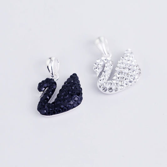 JUELHAUS Swan Pendant Inlaid With Black White Blue Stone S990 Fine Silver Elegant Swan Pendant Jewelry