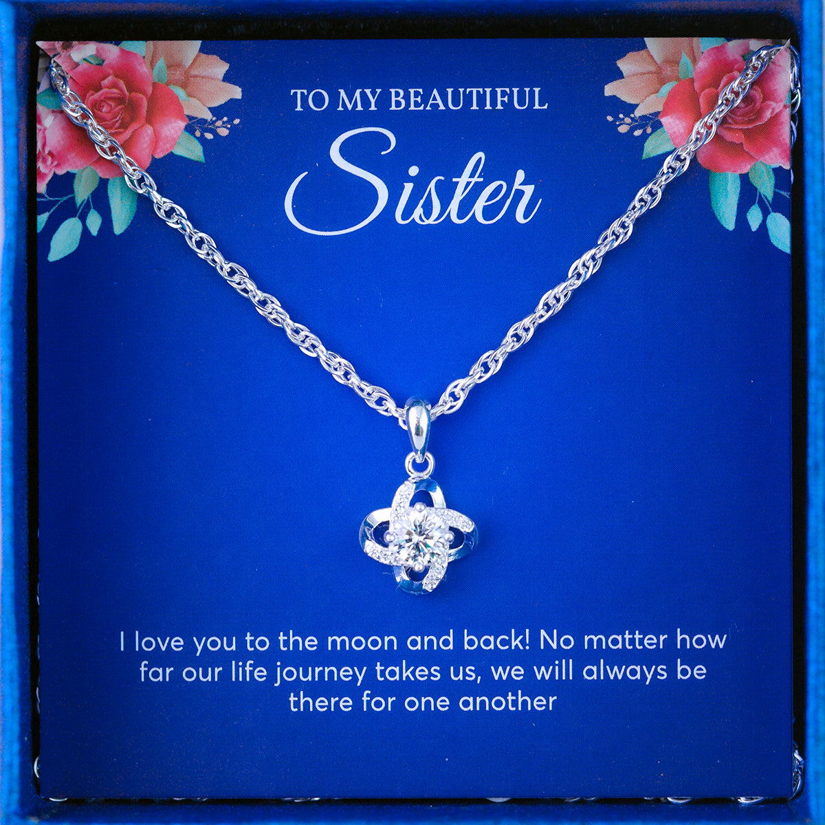 JUELHAUS Silver Necklace Gift for Sisters S990 Pure Love Knot Small and Beautiful Meaningful Eye-catching Modern Youthful Design