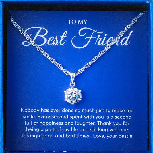 JUELHAUS Silver Pendant Gift for Best friend Pure S990 Single Stone Simple Sparkling