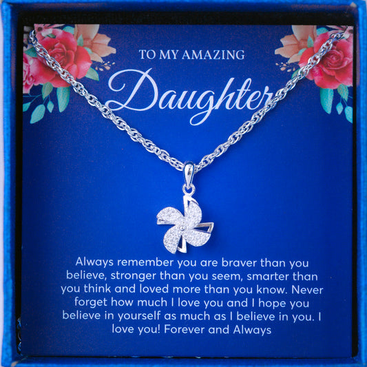 JUELHAUS Silver Pendant Gift for Girls Pure S990 Pinwheel Shape 3D Fixed Wing Non-rotating